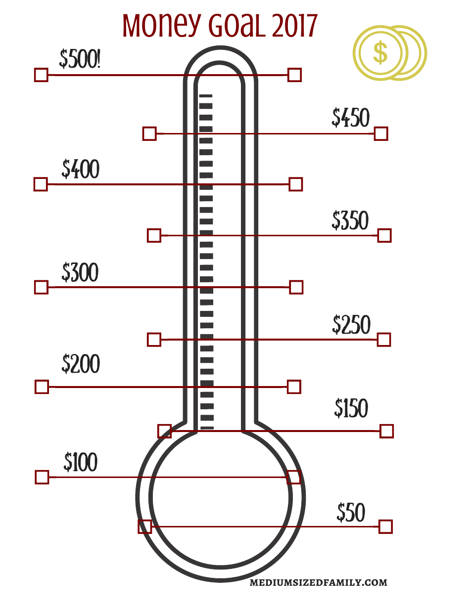 Thermometer $500 Money Goal Template