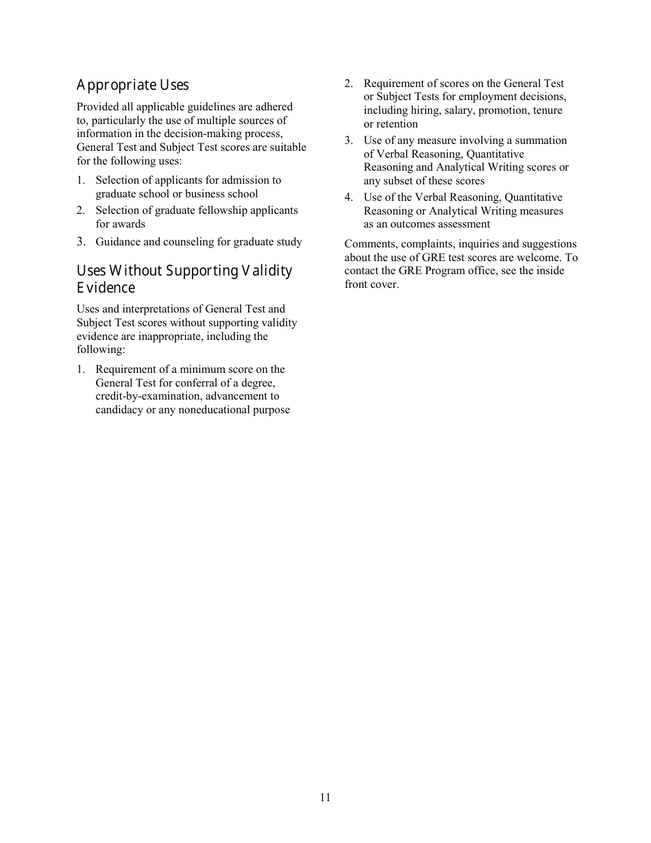 Guide to the Use of Scores, Page 11