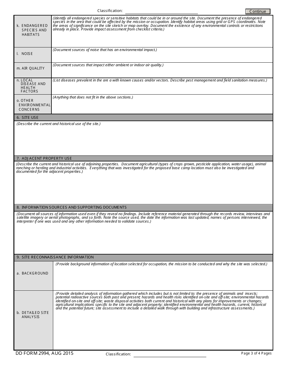 DD Form 2994 Environmental Baseline Survey (Ebs) Report, Page 3