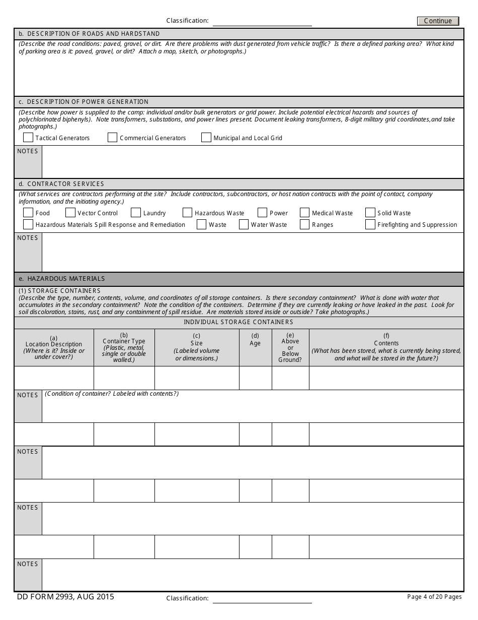 DD Form 2993 Environmental Baseline Survey (Ebs) Checklist, Page 4