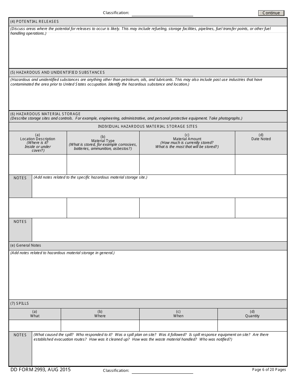 DD Form 2993 Environmental Baseline Survey (Ebs) Checklist, Page 6
