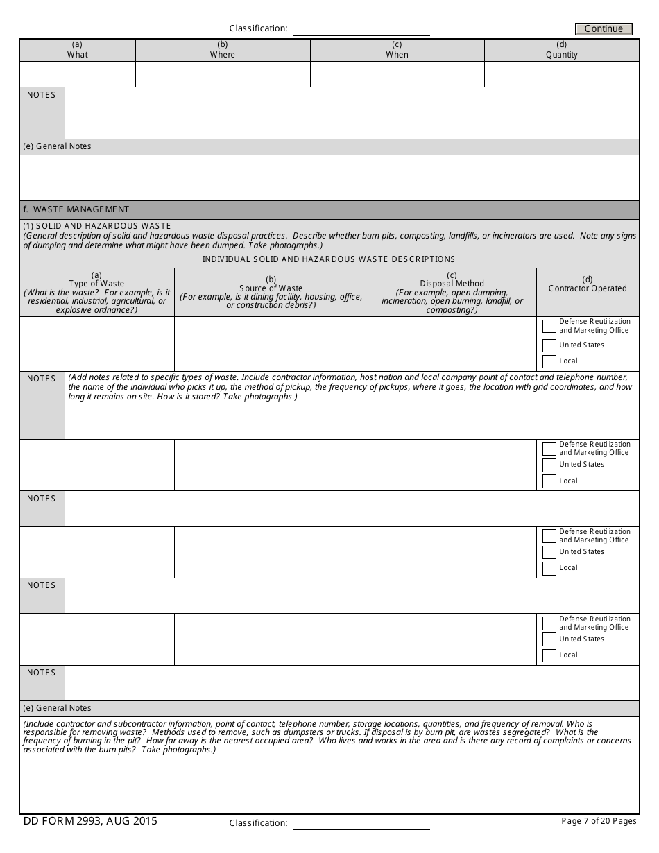 DD Form 2993 Environmental Baseline Survey (Ebs) Checklist, Page 7