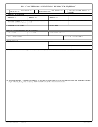 DD Form 2959 Breach of Personally Identifiable Information (Pii) Report