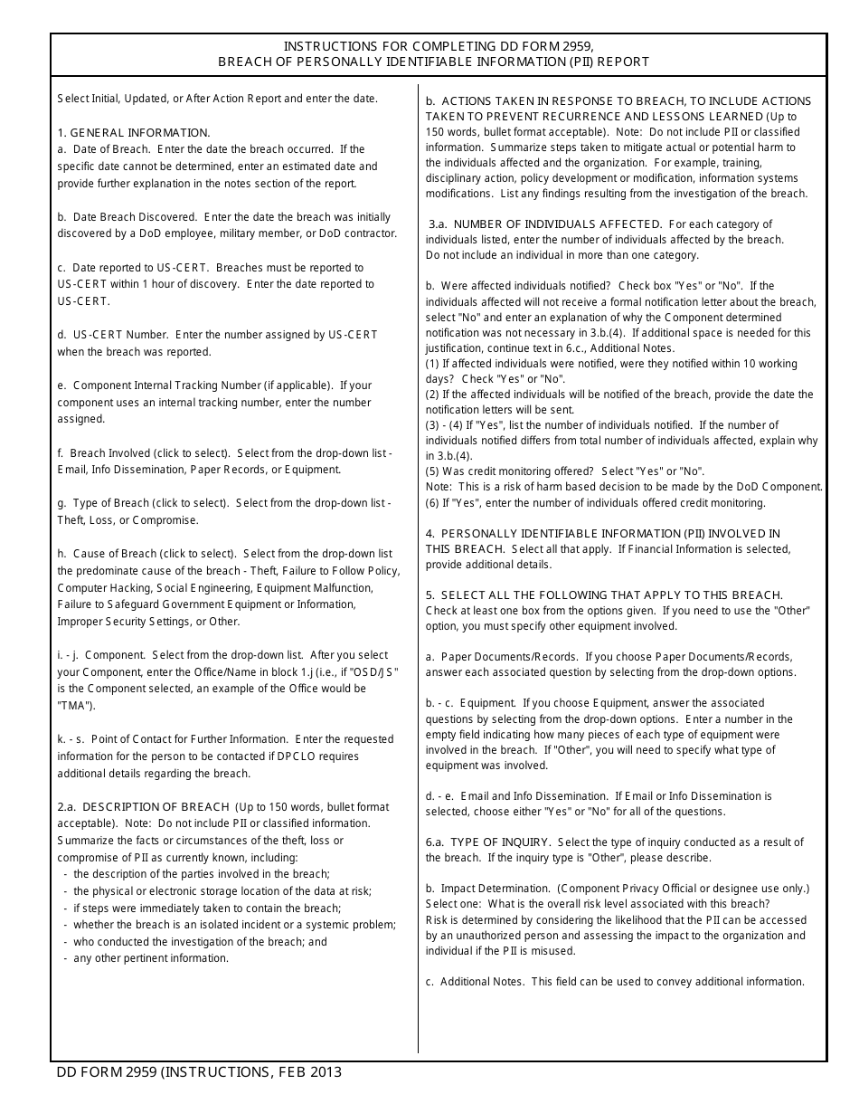 DD Form 2959 - Fill Out, Sign Online and Download Fillable PDF ...