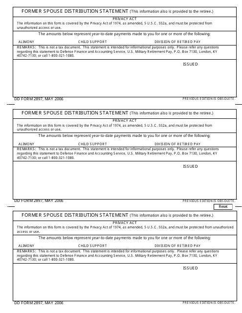 DD Form 2897 Former Spouse Distribution Statement
