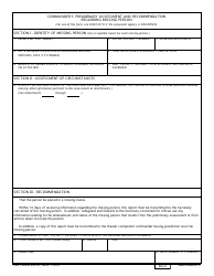 Document preview: DD Form 2812 Commander's Preliminary Assessment and Recommendation Regarding Missing Person