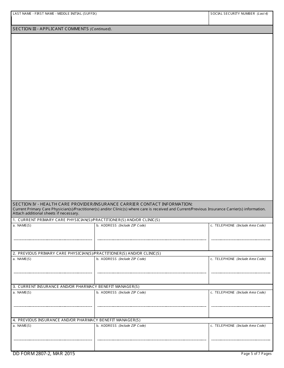 Dd Form 2807 2 Download Fillable Pdf Or Fill Online Accessions Medical