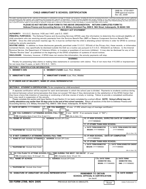 DD Form 2788  Printable Pdf