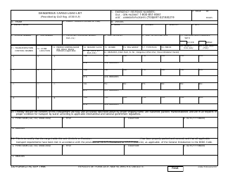 Document preview: DD Form 2776 Dangerous Cargo Load List