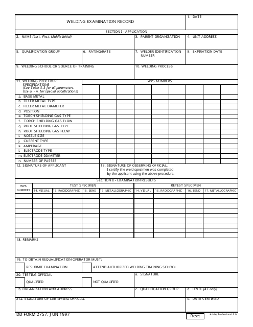 DD Form 2757  Printable Pdf