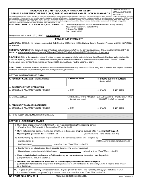 DD Form 2753  Printable Pdf