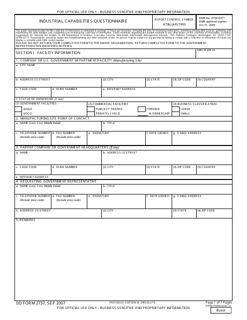 DD Form 2737  Printable Pdf