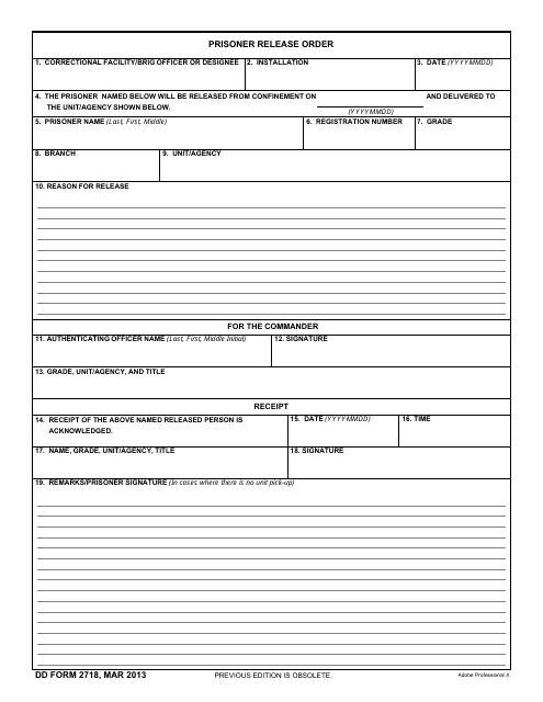 DD Form 2718  Printable Pdf
