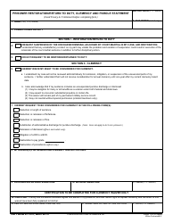 Document preview: DD Form 2715-3 Prisoner Restoration/Return to Duty, Clemency and Parole Statement