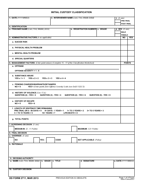 DD Form 2711  Printable Pdf