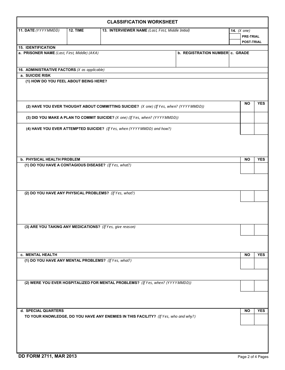 DD Form 2711 - Fill Out, Sign Online and Download Fillable PDF ...