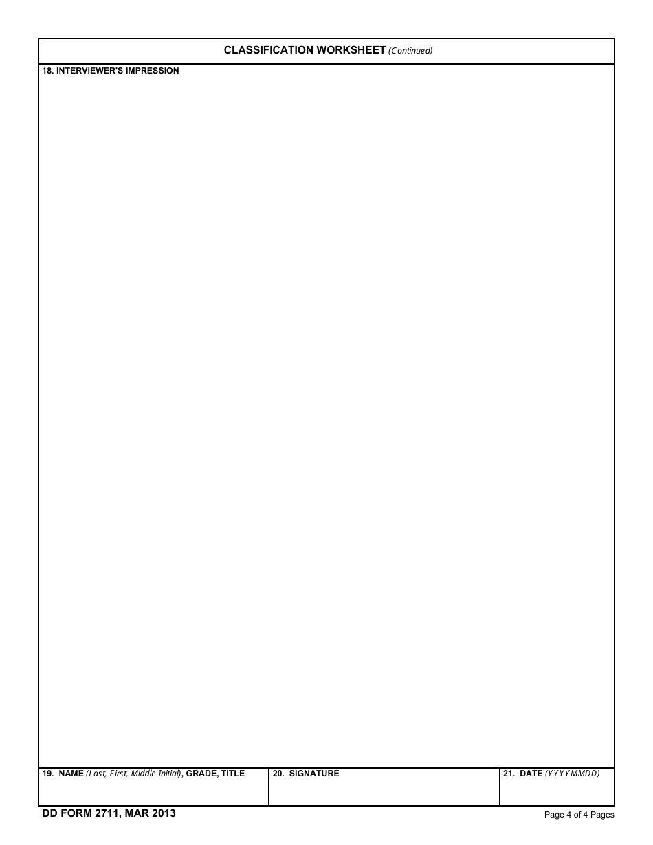 DD Form 2711 Initial Custody Classification, Page 4