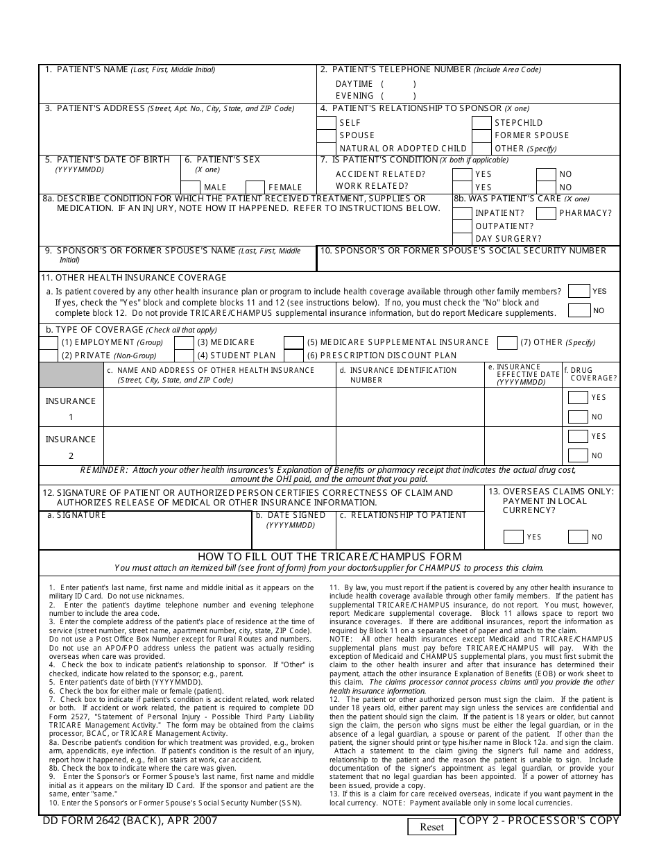 DD Form 2642 - Fill Out, Sign Online and Download Fillable PDF ...