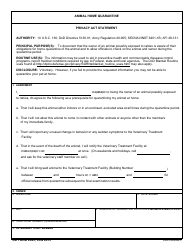 Document preview: DD Form 2623 Animal Home Quarantine