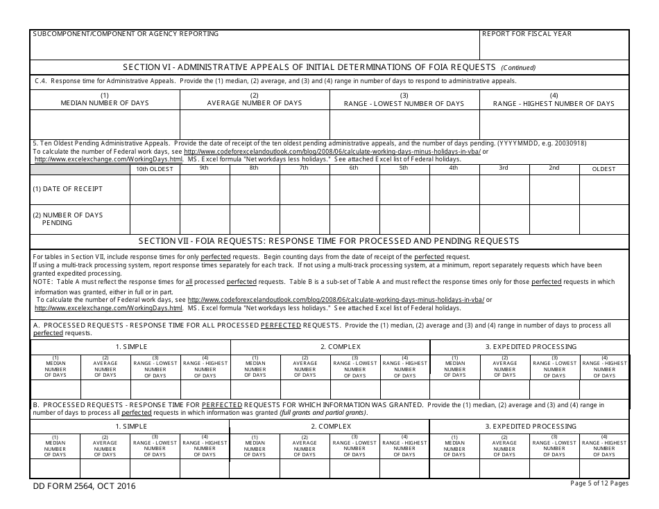 DD Form 2564 Annual Freedom of Information Act Report, Page 5