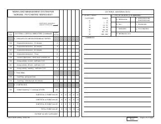 DD Form 2552 Workload Management System for Nursing - Psychiatric Worksheet, Page 2