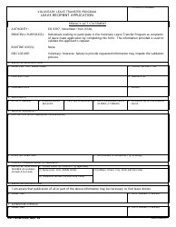 Document preview: DD Form 2539 Voluntary Leave Transfer Program Leave Recipient Application