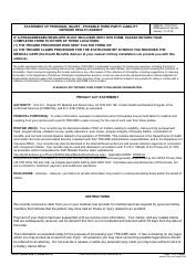 Document preview: DD Form 2527 Statement of Personal Injury - Possible Third Party Liability, Defense Health Agency
