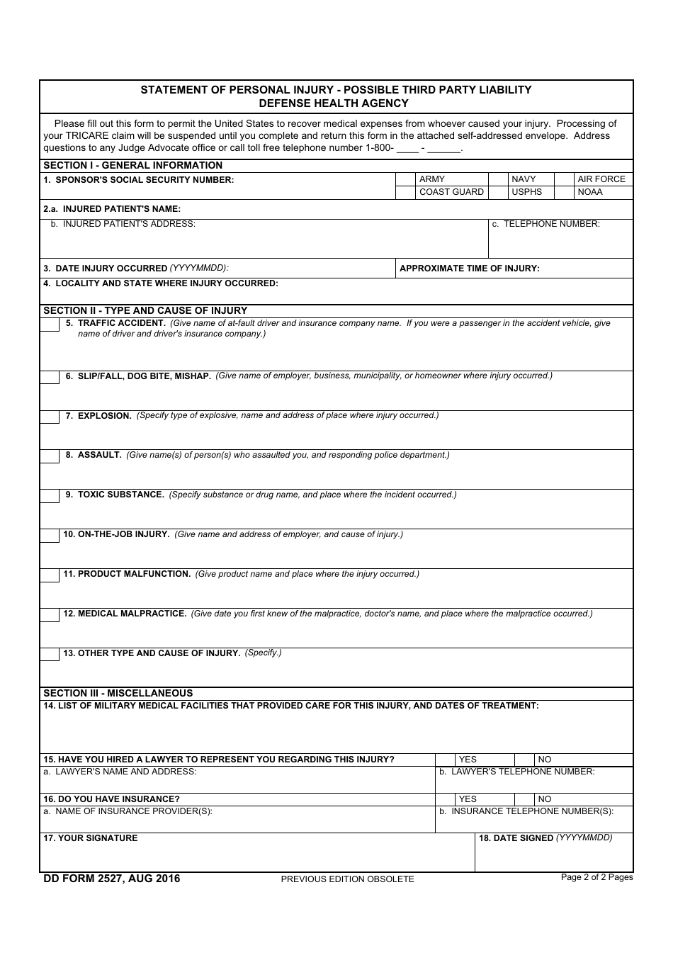 DD Form 2527 - Fill Out, Sign Online and Download Fillable PDF ...