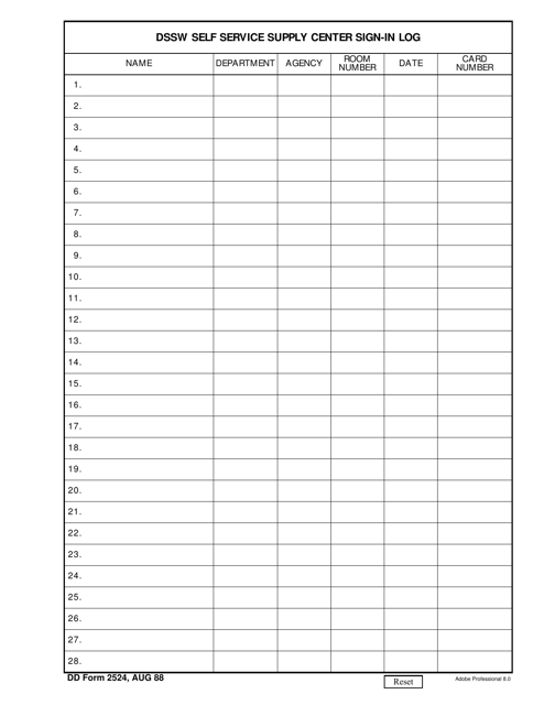 Dd Form 2524 Download Fillable Pdf Or Fill Online Dssw Self Service 