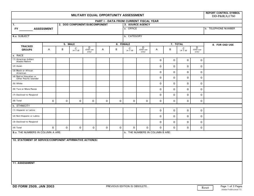 DD Form 2509 Military Equal Opportunity Assessment