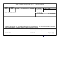 Document preview: DD Form 2505 Abandoned Vehicle Removal Authorization