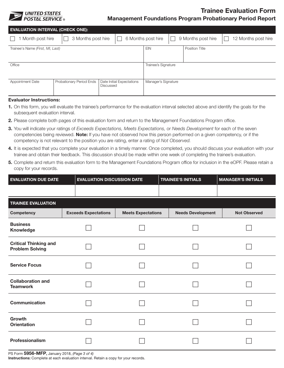 PS Form 5956-MFP - Fill Out, Sign Online and Download Printable PDF ...