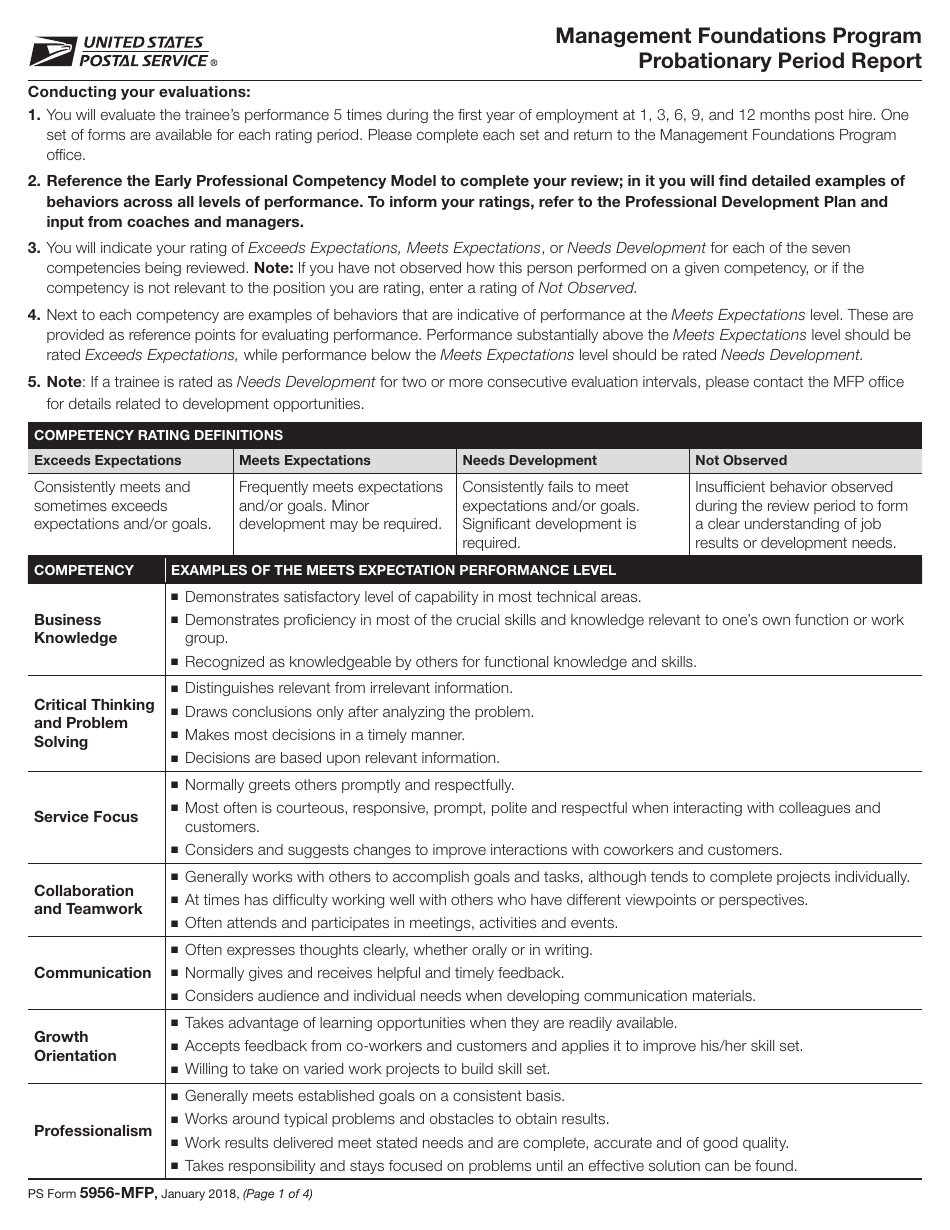 PS Form 5956-MFP - Fill Out, Sign Online and Download Printable PDF ...