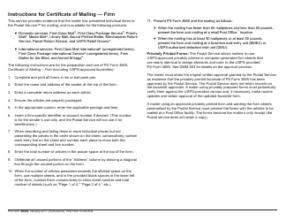 PS Form 3665 Certificate of Mailing - Firm, Page 2