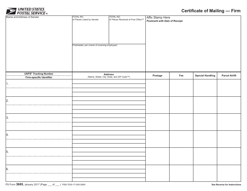 PS Form 3665 Fill Out Sign Online And Download Fillable PDF 