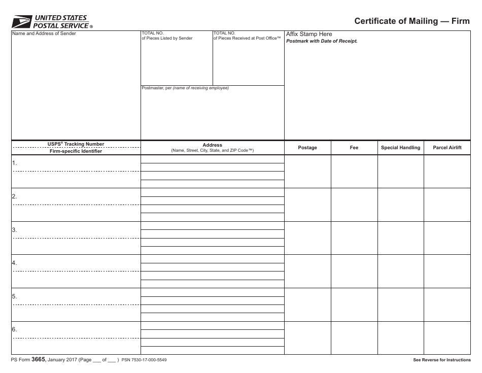 PS Form 3665 - Fill Out, Sign Online and Download Fillable PDF ...