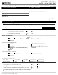 PS Form 3626 Optional Procedure (Op) Mailing System Application