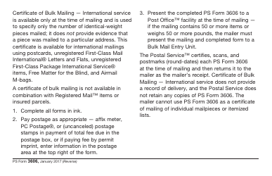 PS Form 3606 &quot;Certificate of Bulk Mailing - International&quot;, Page 2