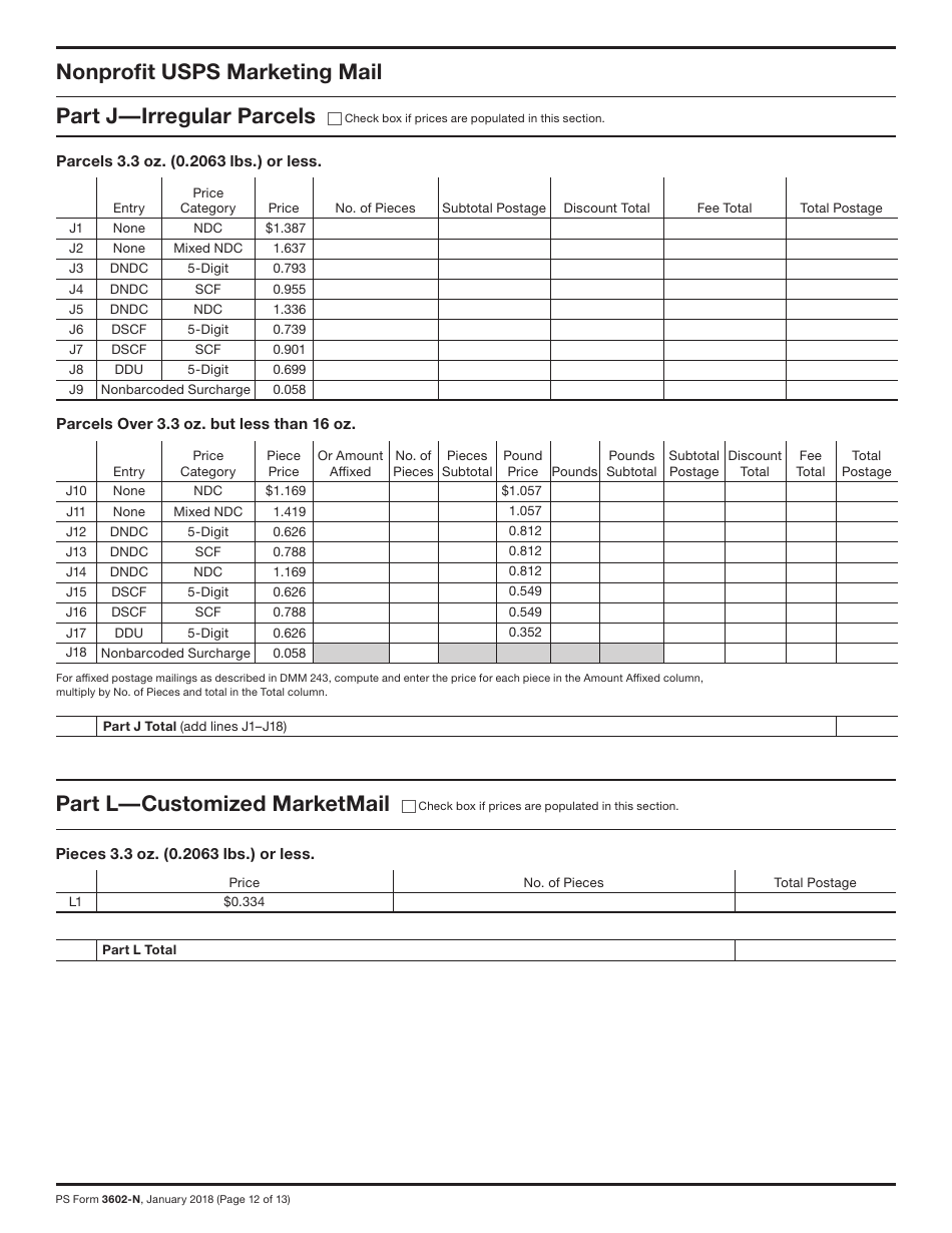 PS Form 3602-n1 Postage Statement - Nonprofit USPS Marketing Mail, Page 12