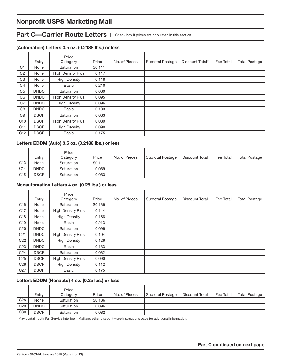 PS Form 3602-n1 Postage Statement - Nonprofit USPS Marketing Mail, Page 4