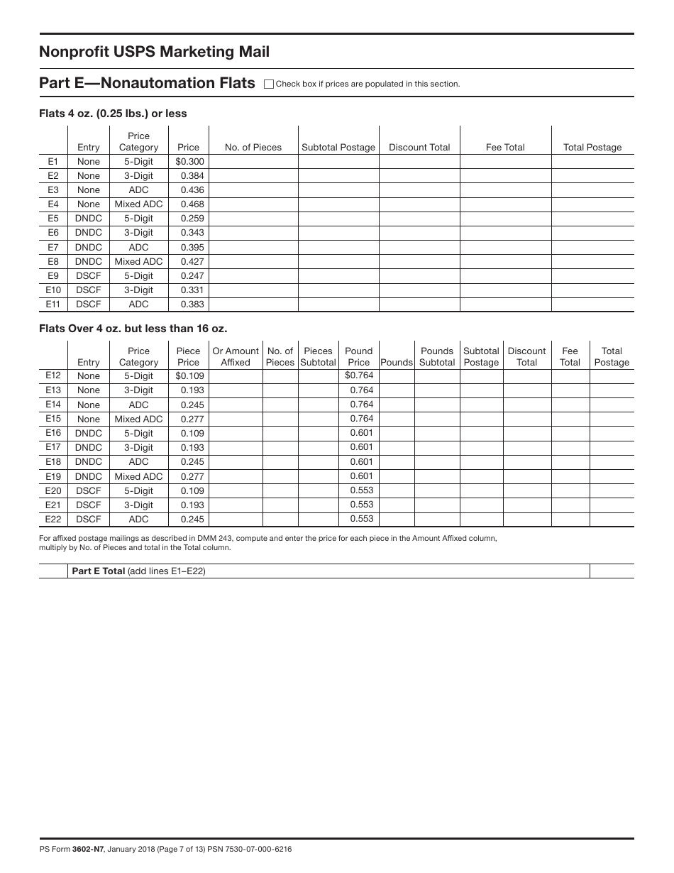 PS Form 3602-n1 Postage Statement - Nonprofit USPS Marketing Mail, Page 7