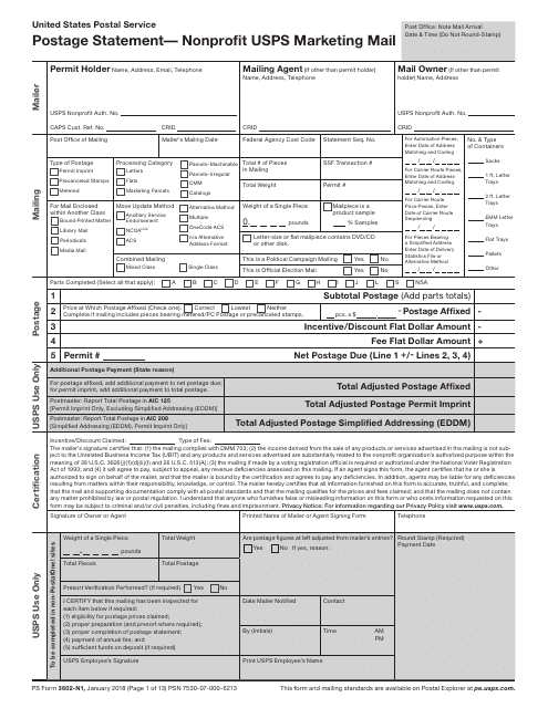PS Form 3602-n1  Printable Pdf