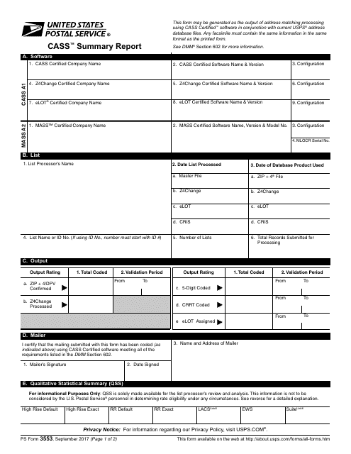 PS Form 3553 Fill Out Sign Online And Download Printable PDF
