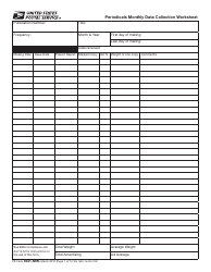 Document preview: PS Form 3541-MW Periodicals Monthly Data Collection Worksheet