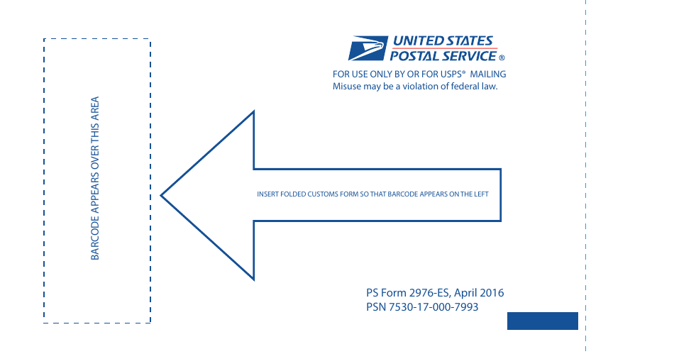 PS Form 2976-ES Small Customs Form Envelope, Page 1