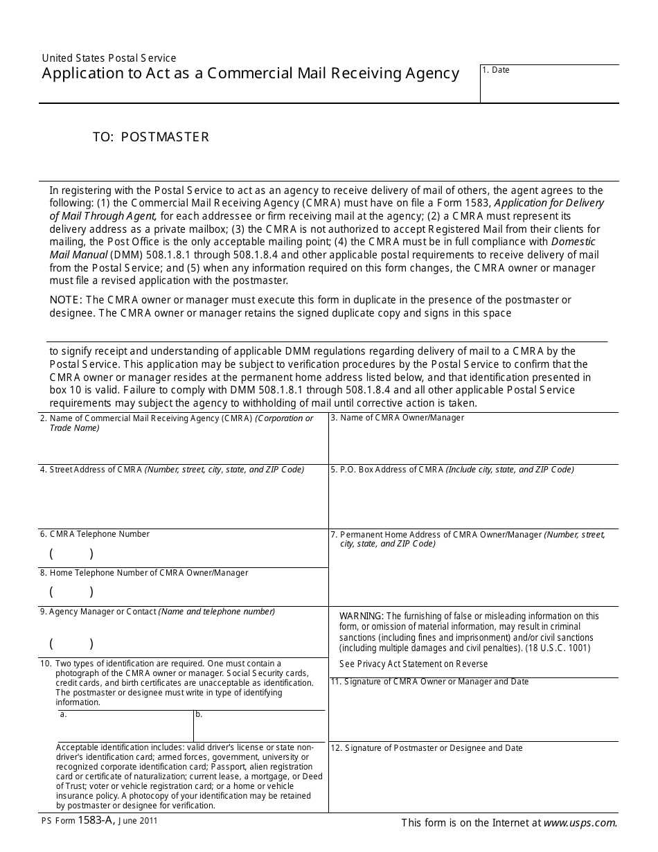 Ps Form 1583 A Fill Out Sign Online And Download Fillable Pdf
