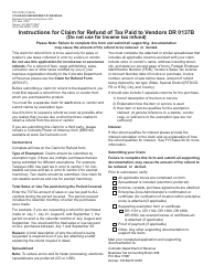 Document preview: Form DR0137b Claim for Refund of Tax Paid to Vendors - Colorado