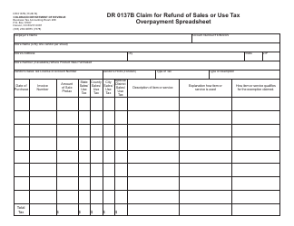 Form DR0137b Claim for Refund of Tax Paid to Vendors - Colorado, Page 3