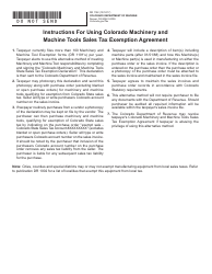 Document preview: Form DR1192 Colorado Machinery and Machine Tools State Sales Tax Exemption Declaration - Colorado