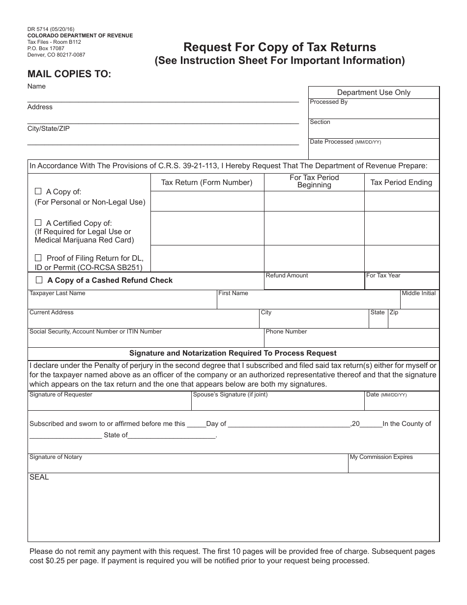 Form DR5714 - Fill Out, Sign Online and Download Printable PDF